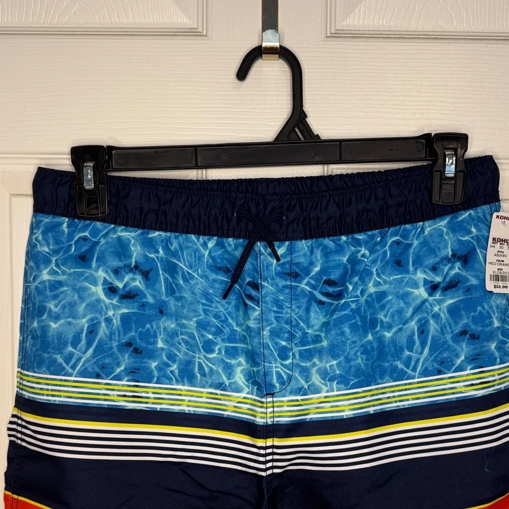 NWT Boys Lands' End Blue and Orange Gradient Swim Trunks